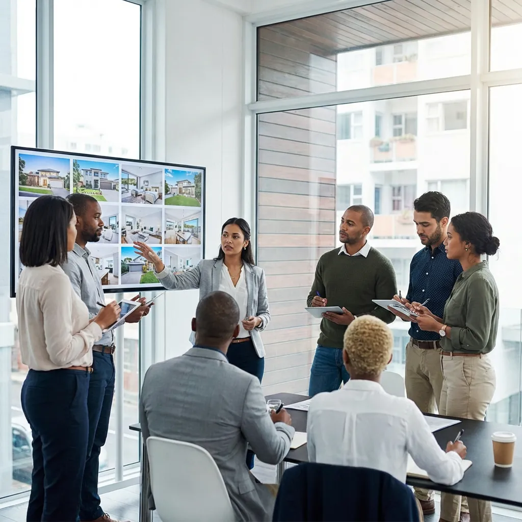 Equipo de ventas de constructora usando CRM en San José