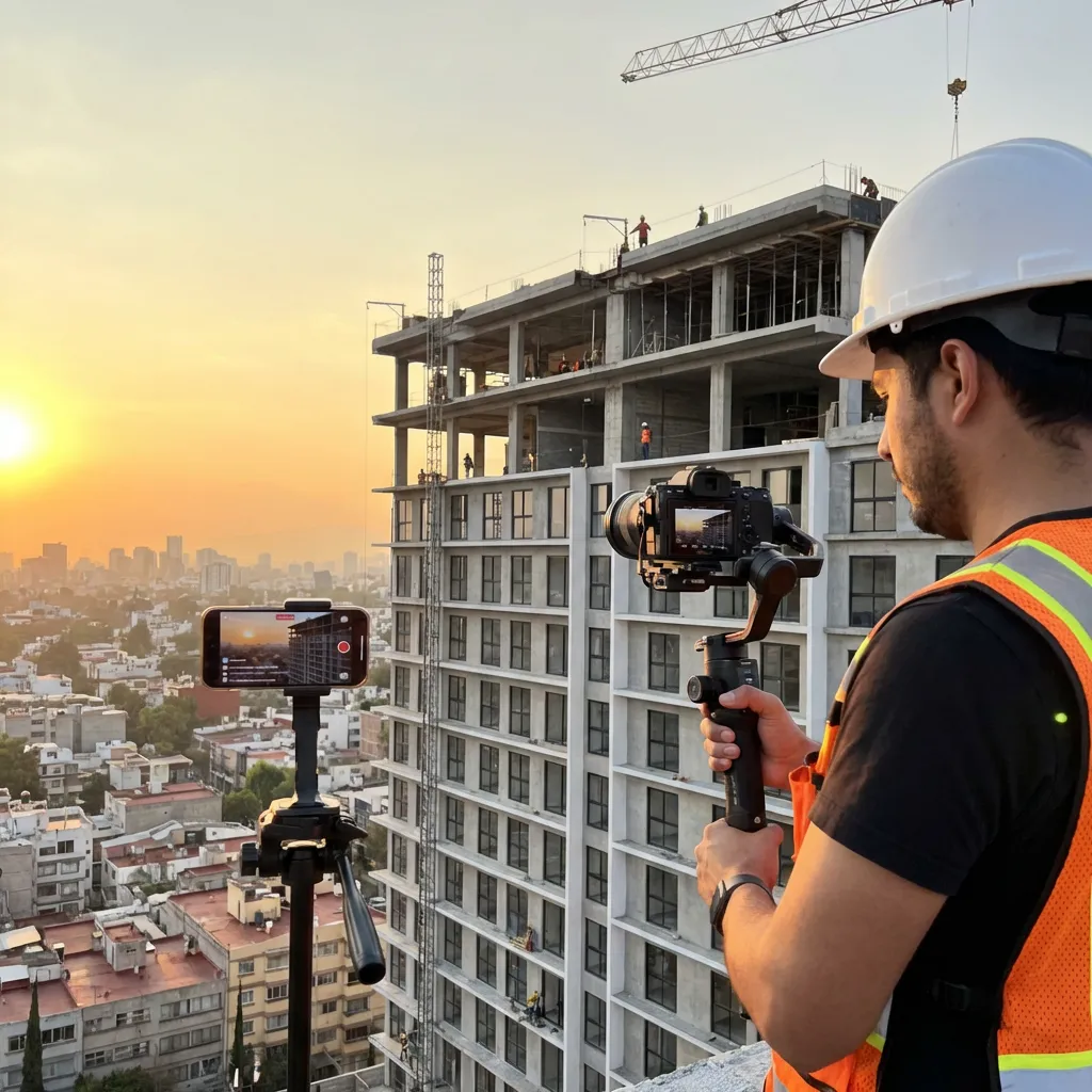 Grabando contenido de video en obra de construcción en Costa Rica